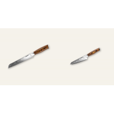 Nôž na pečivo Seburo SARADA Damascus 195mm + Honesuki (vykosťovací, univerzálny) nôž Seburo SUBAJA Damascus 130mm